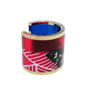 クリスチャンディオール D-Jungle Pop スケルトン 蝶 バングル プラスチック レッド ブレスレット 0486【中古】Christian Dior