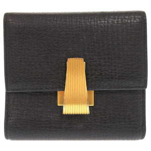 ボッテガヴェネタ パルメラート レザー ブラック 三つ折り財布 黒 0488【中古】BOTTEGAVENETA