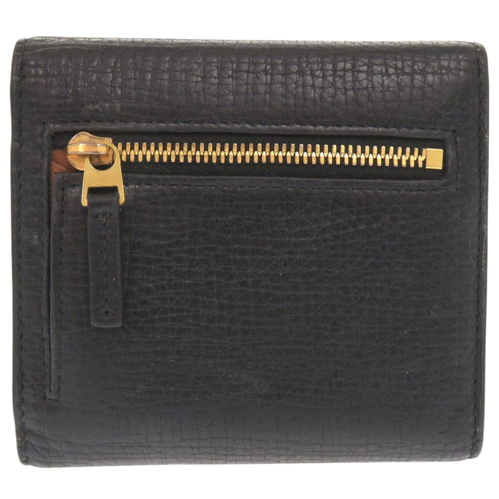 ボッテガヴェネタ パルメラート レザー ブラック 三つ折り財布 黒 0488【中古】BOTTEGAVENETA