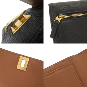 ボッテガヴェネタ パルメラート レザー ブラック 三つ折り財布 黒 0488【中古】BOTTEGAVENETA