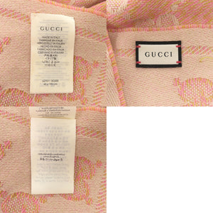 グッチ 627011 ウール ピンク ストール マフラー イエロー 0504【中古】GUCCI
