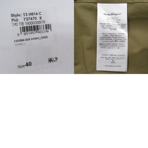 サルヴァトーレフェラガモ 比翼ボタン 長袖シャツ 13H614 737470 コットン カーキ 0531【中古】Salvatore Ferragamo