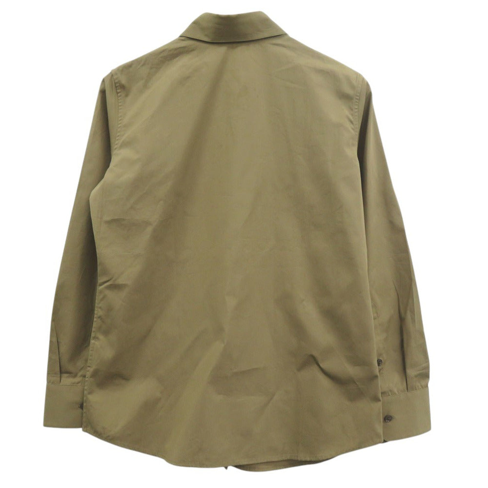 サルヴァトーレフェラガモ 比翼ボタン 長袖シャツ 13H614 737470 コットン カーキ 0531【中古】Salvatore Ferragamo