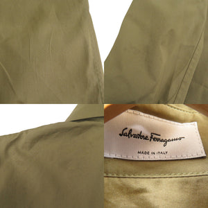 サルヴァトーレフェラガモ 比翼ボタン 長袖シャツ 13H614 737470 コットン カーキ 0531【中古】Salvatore Ferragamo