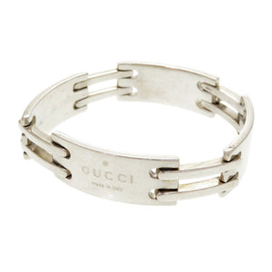 美品 グッチ ロゴ プレート シルバー925 ブレスレット 0548【中古】GUCCI