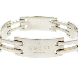 美品 グッチ ロゴ プレート シルバー925 ブレスレット 0548【中古】GUCCI