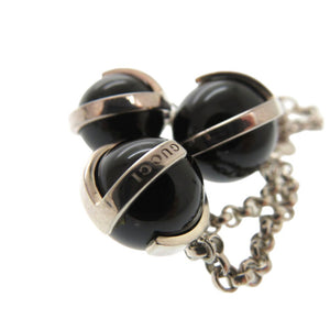 美品 グッチ オニキスビーズ ブレスレット シルバー925 オニキス ブラック 0550【中古】GUCCI