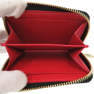 美品 クリスチャンルブタン スタッズ レザー ブラック コインケース 財布 黒 0555【中古】Christian Louboutin