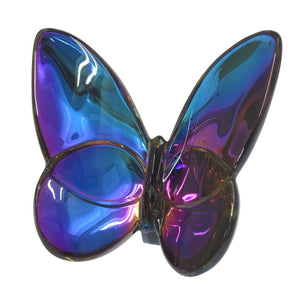 美品 バカラ ラッキーバタフライ 蝶 クリスタル スカラベブルー オブジェ 青 0572【中古】Baccarat