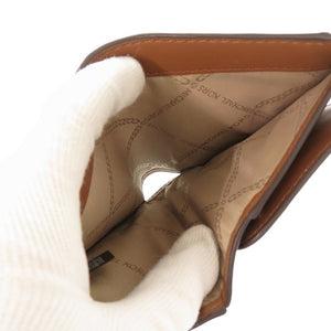 新品同様 マイケルコース EMPIRE エンパイア シグネチャーロゴ スナップ コイン ビルフォールド ミディアム コーティングキャンバス ブラウン 二つ折り財布 0592【中古】Michael Kors