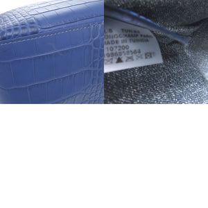 美品 ロンシャン ロゾ トートバッグ クロコ調 クロコ型押し ショルダートート レザー ブルー 0603【中古】Longchamp