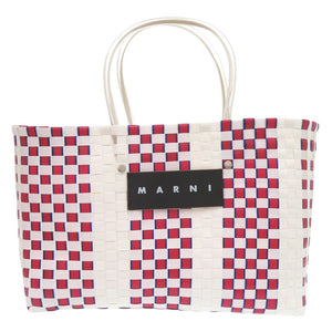 美品 マルニ バスケットバッグ ポリプロピレン レッド/ホワイト トートバッグ 赤 白 0607【中古】MARNI