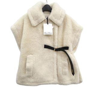 新品同様 マックスマーラ テディベア ケープ 23473607336 SM ポンチョ アルパカ ホワイト 0618【中古】MAX MARA