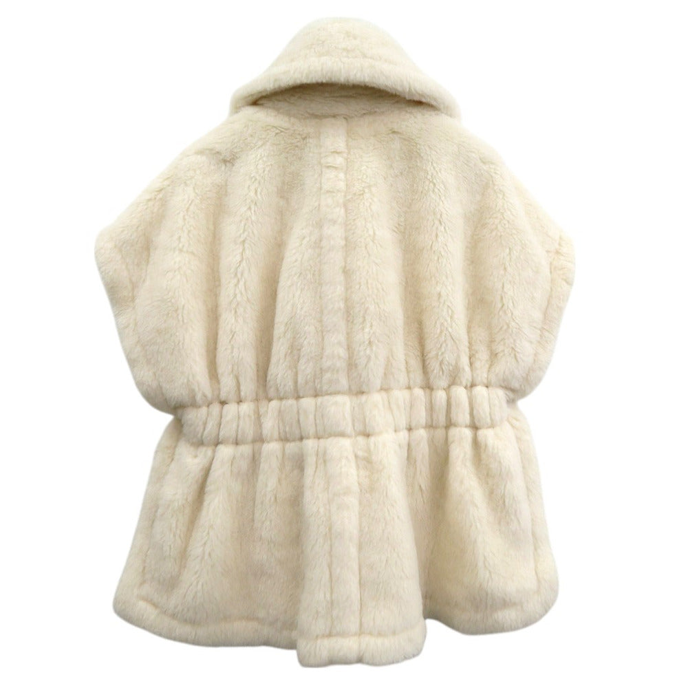 新品同様 マックスマーラ テディベア ケープ 23473607336 SM ポンチョ アルパカ ホワイト 0618【中古】MAX MARA