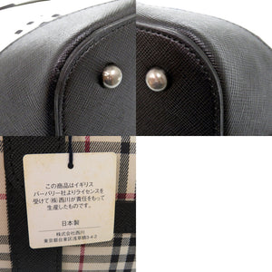 新品同様 バーバリー ミニボストンバッグ ハンドバッグ キャンバス レザー ノバチェック 0622【中古】BURBERRY