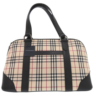 新品同様 バーバリー ミニボストンバッグ ハンドバッグ キャンバス レザー ノバチェック 0622【中古】BURBERRY