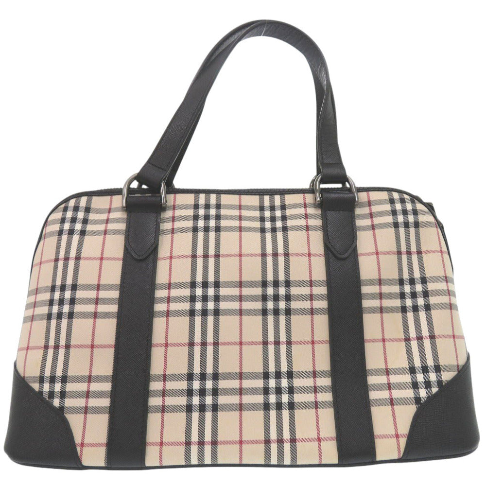 新品同様 バーバリー ミニボストンバッグ ハンドバッグ キャンバス レザー ノバチェック 0622【中古】BURBERRY