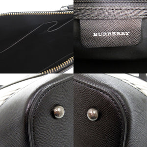 新品同様 バーバリー ミニボストンバッグ ハンドバッグ キャンバス レザー ノバチェック 0622【中古】BURBERRY