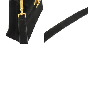 美品 サルヴァトーレフェラガモ ガンチーニ スエード レザー ブラック 2WAY ハンドバッグ ショルダーバッグ 黒 0632【中古】Salvatore Ferragamo