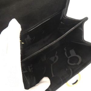 美品 サルヴァトーレフェラガモ ガンチーニ スエード レザー ブラック 2WAY ハンドバッグ ショルダーバッグ 黒 0632【中古】Salvatore Ferragamo