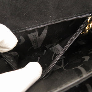 美品 サルヴァトーレフェラガモ ガンチーニ スエード レザー ブラック 2WAY ハンドバッグ ショルダーバッグ 黒 0632【中古】Salvatore Ferragamo