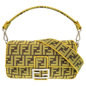 新品同様 フェンディ × フラグメント バゲット 8BR600 キャンバス イエロー 2WAY ハンドバッグ ショルダーバッグ 0664【中古】FENDI