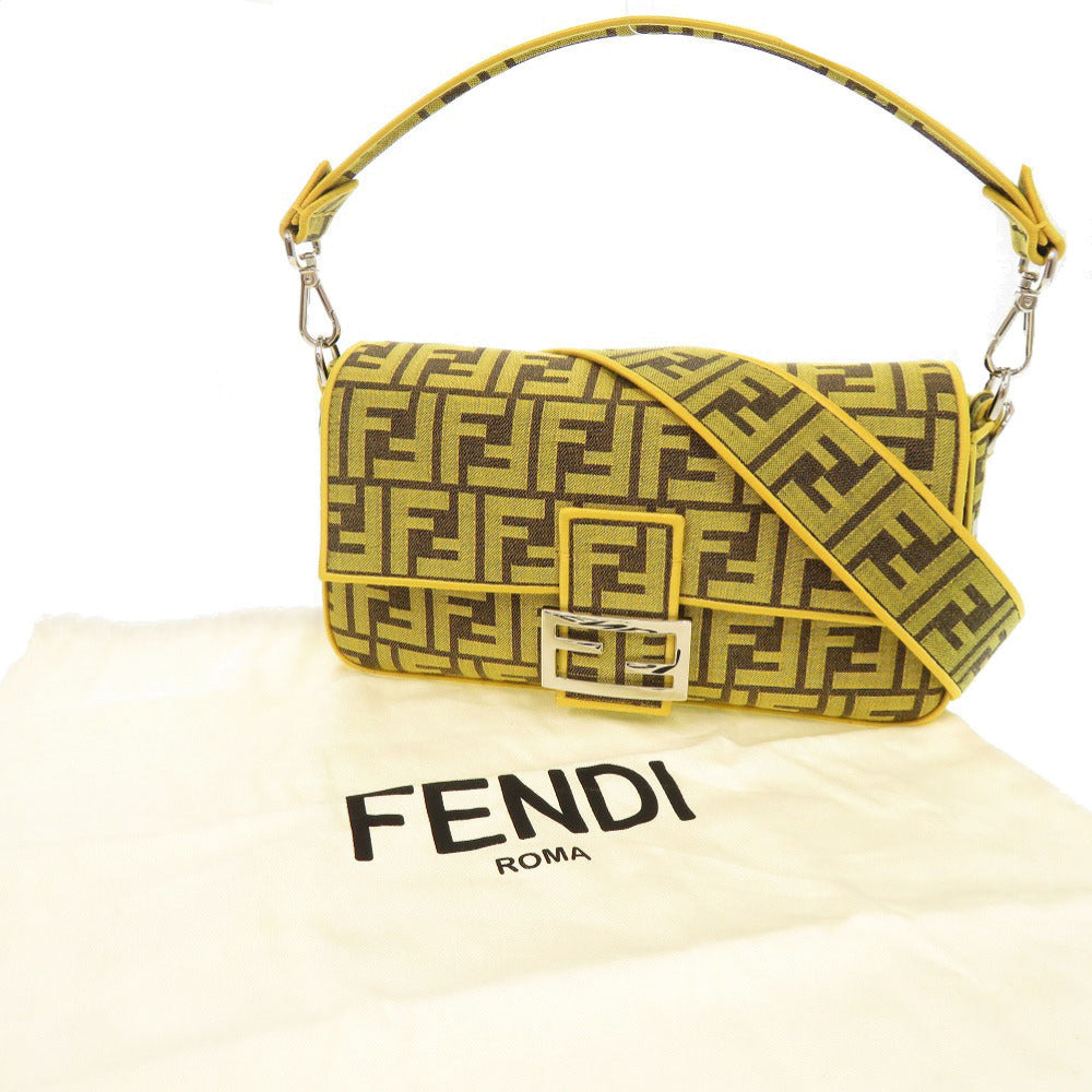 新品同様 フェンディ × フラグメント バゲット 8BR600 キャンバス イエロー 2WAY ハンドバッグ ショルダーバッグ 0664【中古】FENDI