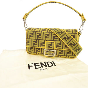 新品同様 フェンディ × フラグメント バゲット 8BR600 キャンバス イエロー 2WAY ハンドバッグ ショルダーバッグ 0664【中古】FENDI