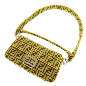 新品同様 フェンディ × フラグメント バゲット 8BR600 キャンバス イエロー 2WAY ハンドバッグ ショルダーバッグ 0664【中古】FENDI