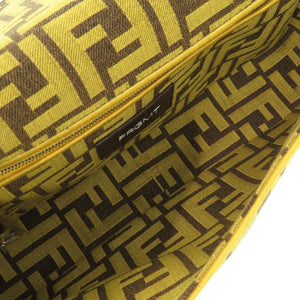 新品同様 フェンディ × フラグメント バゲット 8BR600 キャンバス イエロー 2WAY ハンドバッグ ショルダーバッグ 0664【中古】FENDI