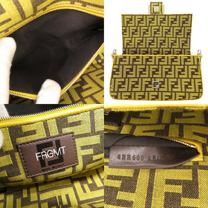 新品同様 フェンディ × フラグメント バゲット 8BR600 キャンバス イエロー 2WAY ハンドバッグ ショルダーバッグ 0664【中古】FENDI