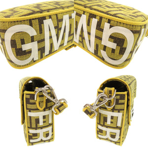 新品同様 フェンディ × フラグメント バゲット 8BR600 キャンバス イエロー 2WAY ハンドバッグ ショルダーバッグ 0664【中古】FENDI