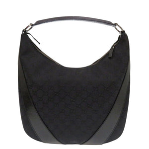 新品同様 グッチ ワンショルダーバッグ 124357 002214 GGキャンバス レザー ブラック ハンドバッグ 黒 0666【中古】GUCCI