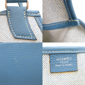 美品 エルメス ジャルディニエ トートバッグ トワルアッシュ レザー ブルージーン 0684【中古】HERME