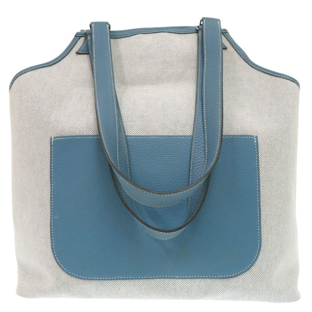 美品 エルメス ジャルディニエ トートバッグ トワルアッシュ レザー ブルージーン 0684【中古】HERME