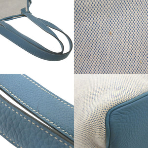 美品 エルメス ジャルディニエ トートバッグ トワルアッシュ レザー ブルージーン 0684【中古】HERME