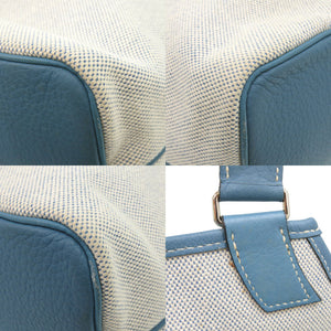 美品 エルメス ジャルディニエ トートバッグ トワルアッシュ レザー ブルージーン 0684【中古】HERME