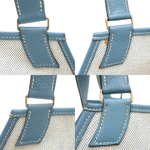 美品 エルメス ジャルディニエ トートバッグ トワルアッシュ レザー ブルージーン 0684【中古】HERME