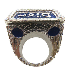 美品 クリスチャンディオール ラピスラズリ ヴィンテージ リング 指輪 天然石 金属 約12号 ユニセックス ブルー 0709【中古】Christian Dior