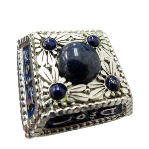 美品 クリスチャンディオール ラピスラズリ ヴィンテージ リング 指輪 天然石 金属 約12号 ユニセックス ブルー 0709【中古】Christian Dior