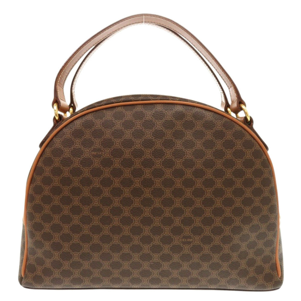 美品 セリーヌ マカダム PVC レザー ブラウン ハンドバッグ 0710【中古】CELINE
