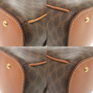 美品 セリーヌ マカダム PVC レザー ブラウン ハンドバッグ 0710【中古】CELINE