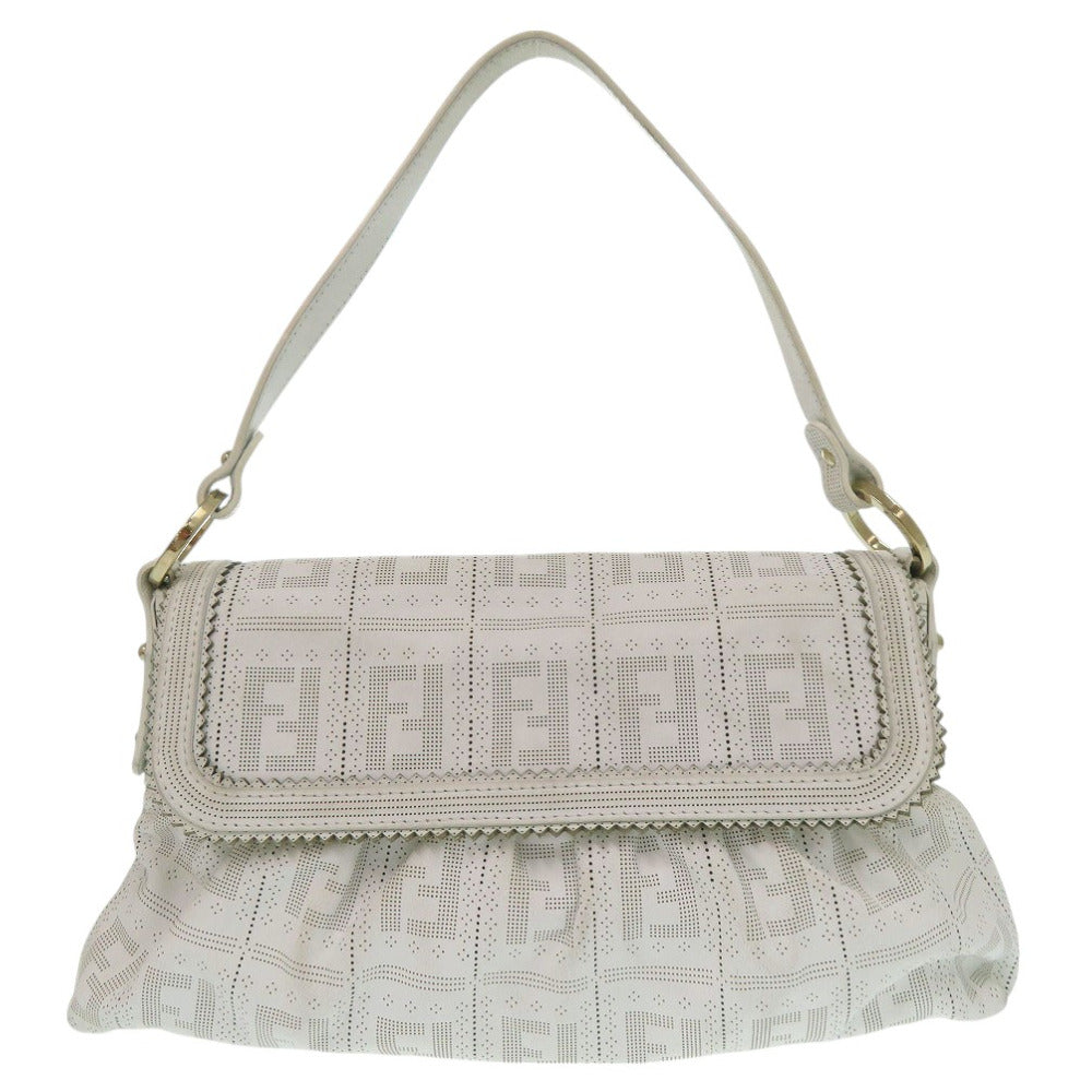 美品 フェンディ ズッカ ワンショルダー 8BR445 ハンドバッグ レザー ホワイト 0711【中古】FENDI