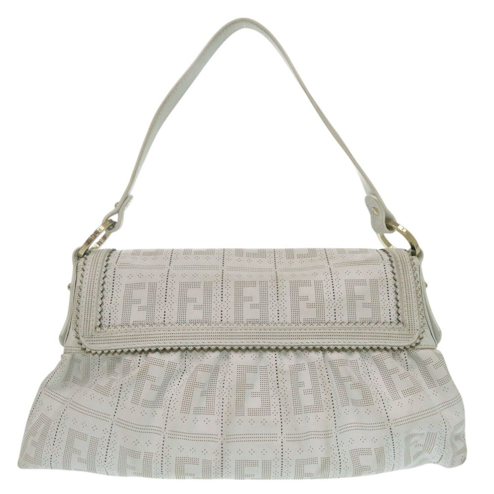 美品 フェンディ ズッカ ワンショルダー 8BR445 ハンドバッグ レザー ホワイト 0711【中古】FENDI