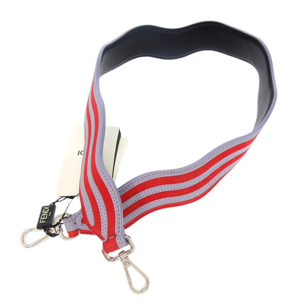 未使用品 フェンディ ストラップ ユー スウェード レザー レッド系 パープル系 ショルダーストラップ 0712【中古】FENDI