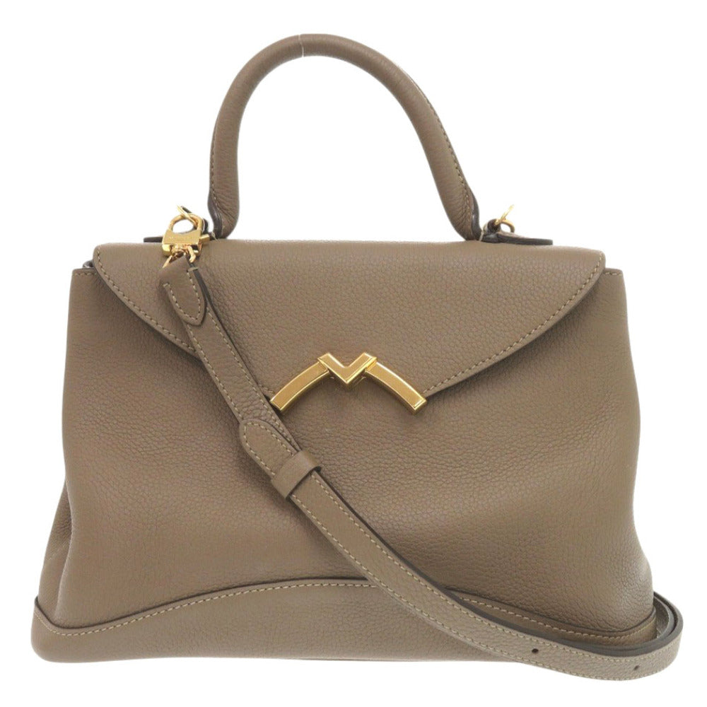 美品 モワナ ギャビー レザー グレージュ 2wayハンドバッグ ブラウン 0721【中古】MOYNAT