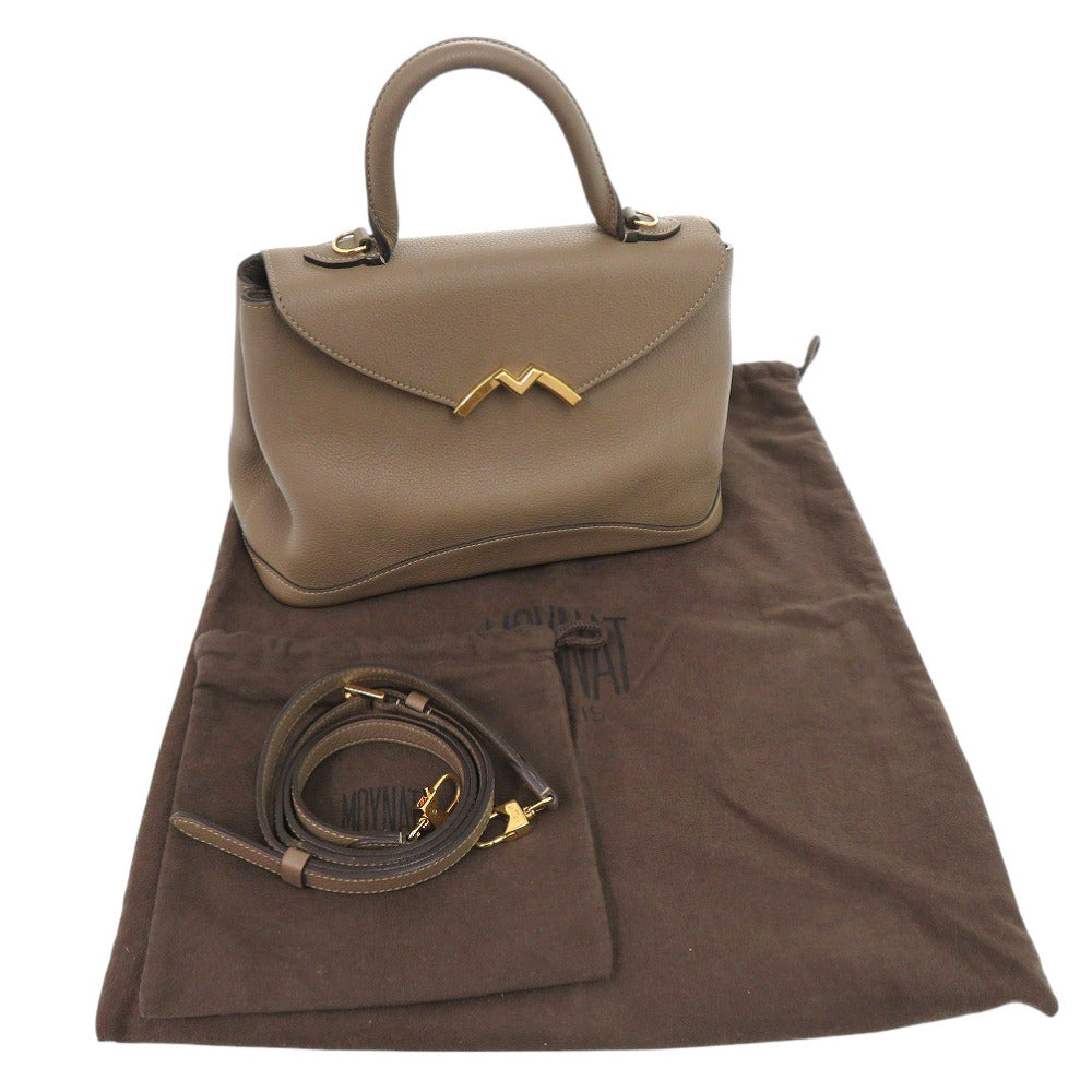 美品 モワナ ギャビー レザー グレージュ 2wayハンドバッグ ブラウン 0721【中古】MOYNAT