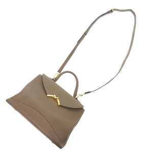 美品 モワナ ギャビー レザー グレージュ 2wayハンドバッグ ブラウン 0721【中古】MOYNAT