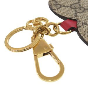 美品 グッチ 453179 GGスプリーム ハート バッグチャーム コットン ベージュ キーホルダー 0737【中古】GUCCI