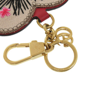 美品 グッチ 453179 GGスプリーム ハート バッグチャーム コットン ベージュ キーホルダー 0737【中古】GUCCI